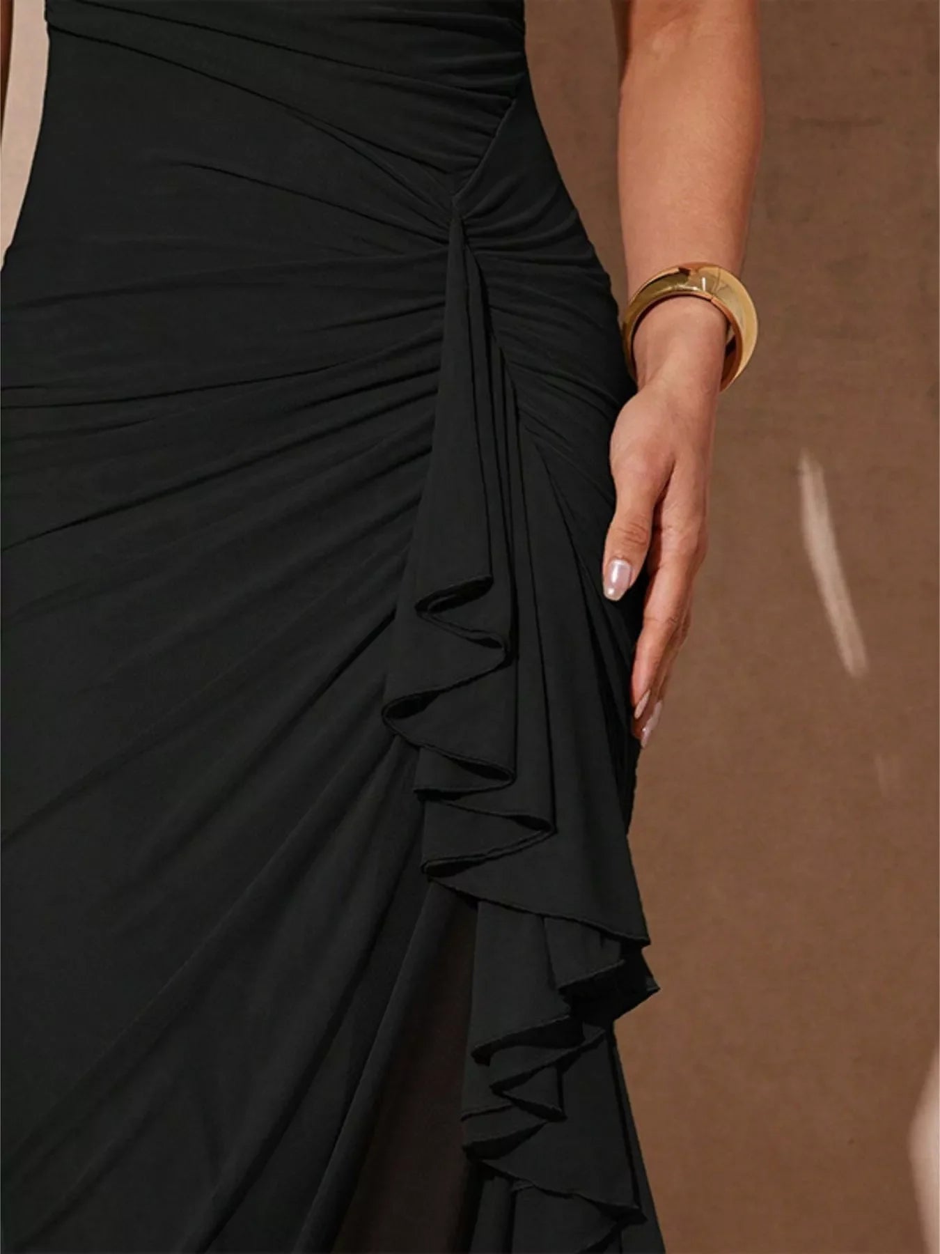 Slit Asymmetrical Hem Spaghetti Strap Maxi Dress Women