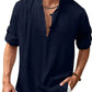 Men's Plus Size Half Button Long Sleeve Shirt