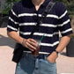 Men's Plus Size Striped Short Sleeve Polo Shirt