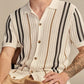 Men's Plus Size Striped Collared Short Sleeve Shirt