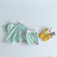 Breathable Stripes Homewear Short Sleeve Shorts Outwear Children's Clothing