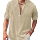 Men's Plus Size Half Button Long Sleeve Shirt