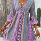 Printed V-Neck A-Line Dress for Everyday Casual Wear