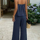 Lace Trim Cami and Wide-Leg Pants Set