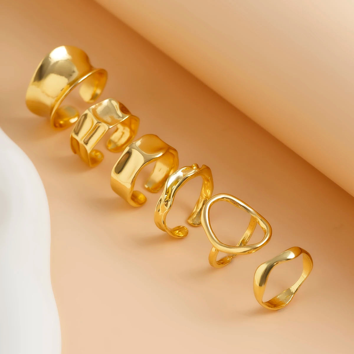 Ingemark 6-Piece Punk Adjustable Geometric Metal Cuff Ring Set