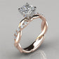18K Rose Gold Plated Two-Tone Princess Diamond Ring