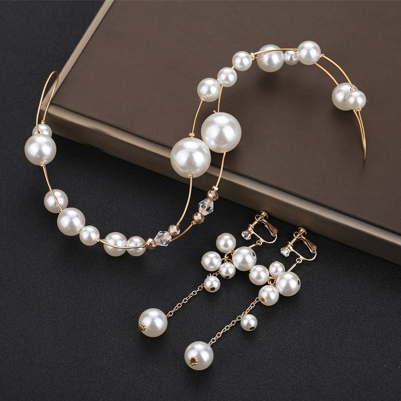 Bride Pearl Headwear Handmade Beaded Wedding Hair Accessory