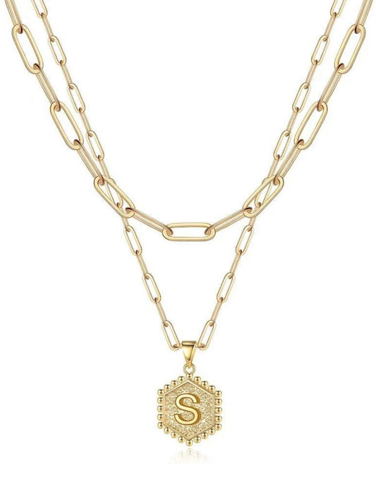 Beautiful Gold Layered Initial Necklace Personalized A-Z Jewelry