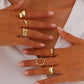 Ingemark 6-Piece Punk Adjustable Geometric Metal Cuff Ring Set
