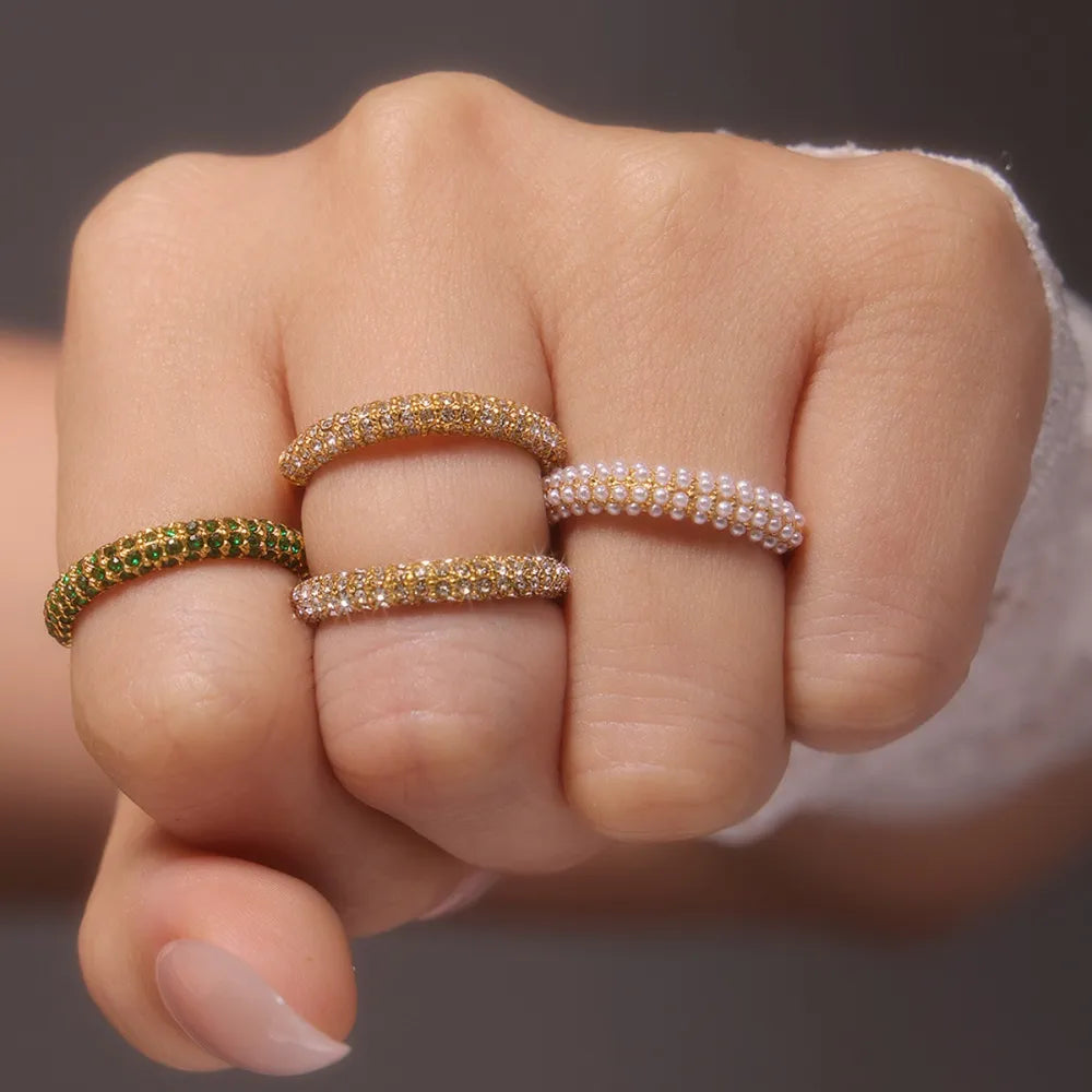 Zircon Stainless Steel PVD Plated Luxury Fashion Ring