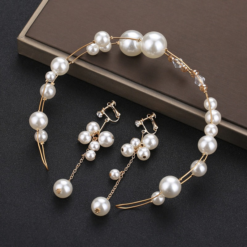 Bride Pearl Headwear Handmade Beaded Wedding Hair Accessory