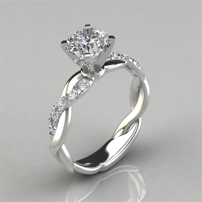 18K Rose Gold Plated Two-Tone Princess Diamond Ring