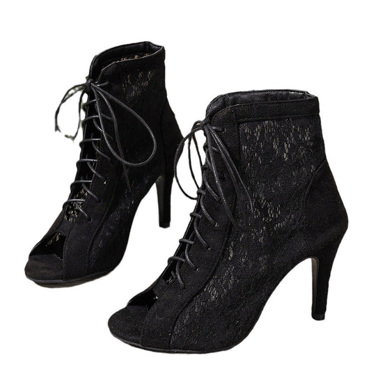 Hollow Open Toe Ultra-High Heel Sandal Boots Women