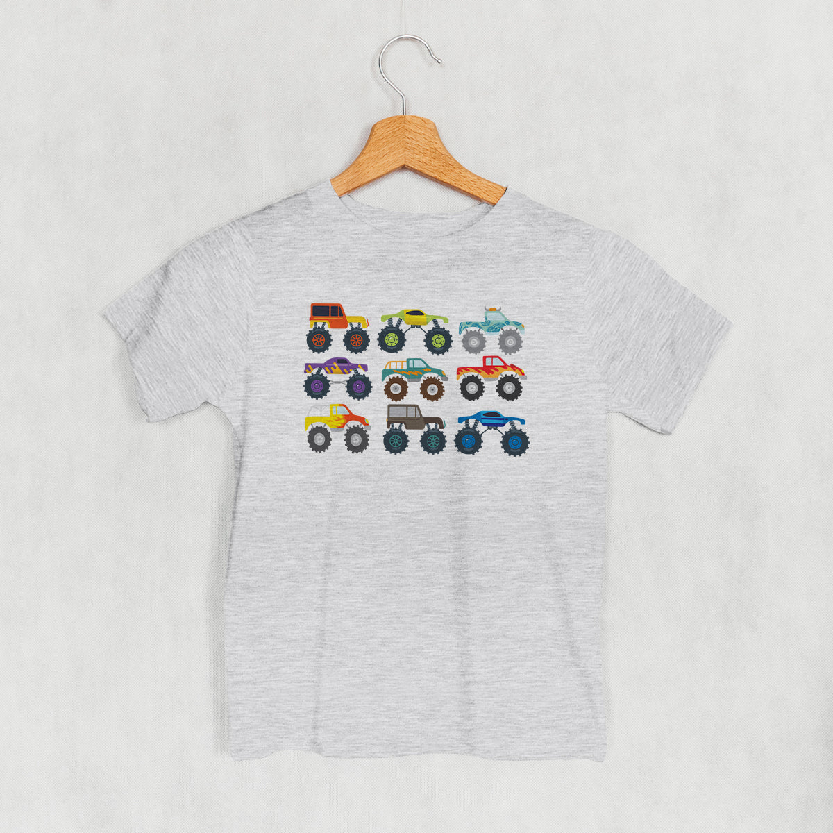 Colorful Monster Truck Doodle Graphic T-Shirt for Kids