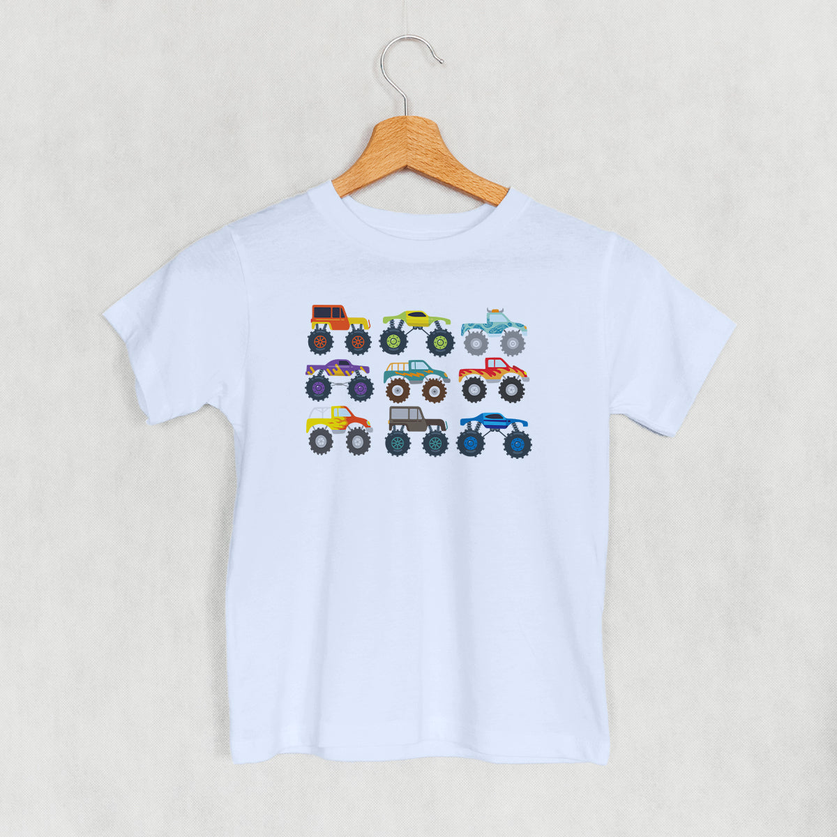 Colorful Monster Truck Doodle Graphic T-Shirt for Kids