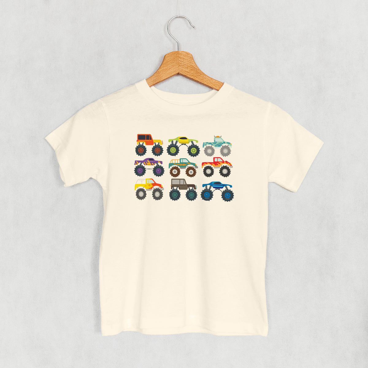 Colorful Monster Truck Doodle Graphic T-Shirt for Kids