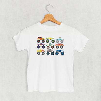 Colorful Monster Truck Doodle Graphic T-Shirt for Kids