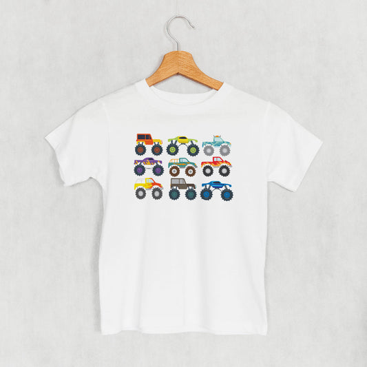 Colorful Monster Truck Doodle Graphic T-Shirt for Kids