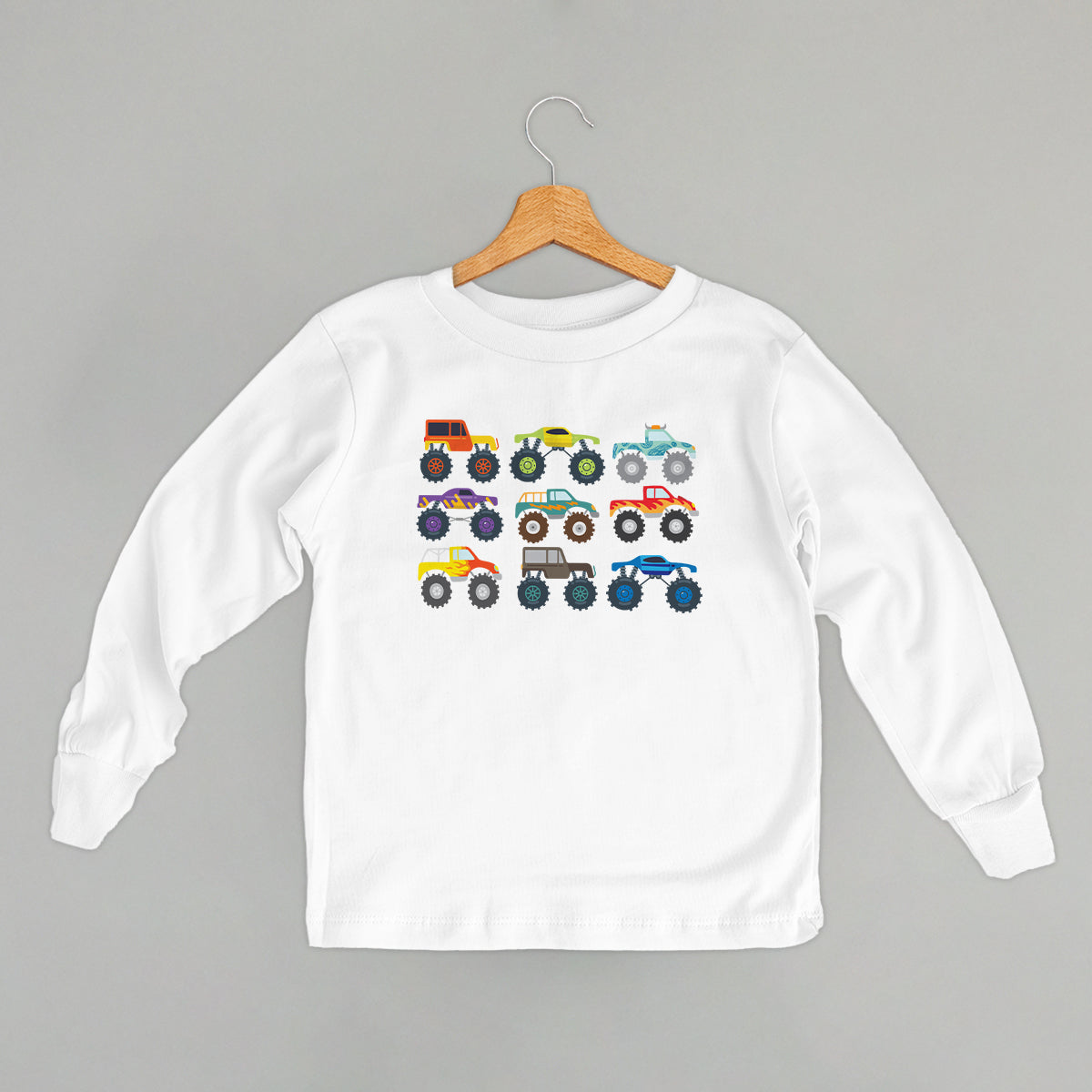 Colorful Monster Truck Doodle Graphic T-Shirt for Kids