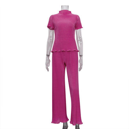 Women's Spring T-Shirt Wide Leg Pants Fashion Set