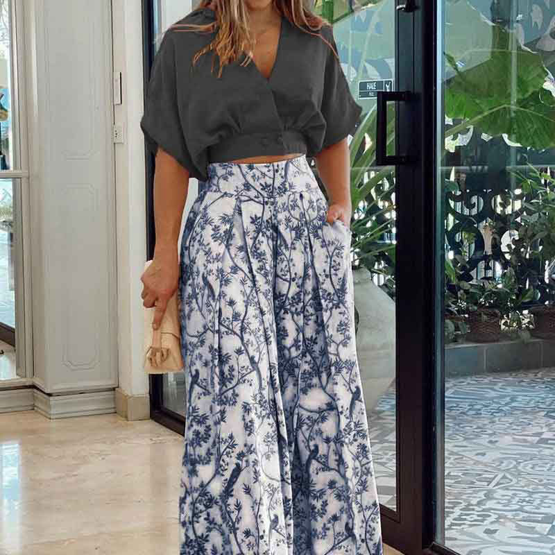 Women's Summer Short Shirt and Trousers Casual Set