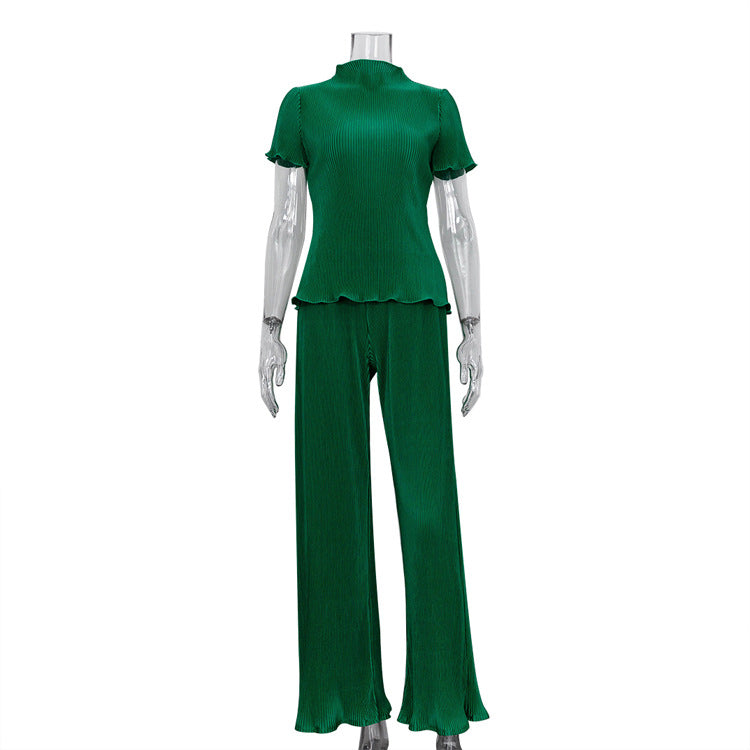 Women's Spring T-Shirt Wide Leg Pants Fashion Set