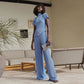 Women's Spring T-Shirt Wide Leg Pants Fashion Set