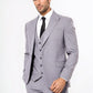 Grey Men's Plain Suit with Vest Formal Wessi