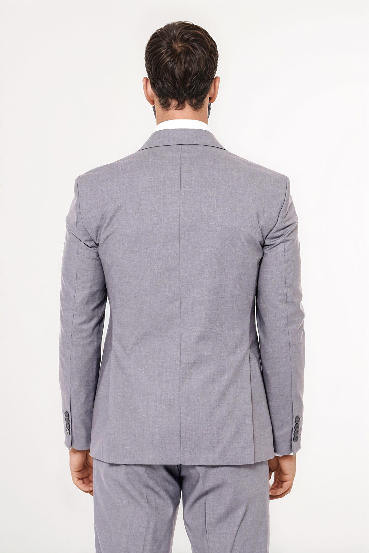 Grey Men's Plain Suit with Vest Formal Wessi