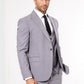 Grey Men's Plain Suit with Vest Formal Wessi