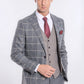 Checked Beige Vested Slim Fit Grey Men's Suit Wessi