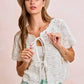 BiBi Front Bow Tie Detail Pointelle Knit Top