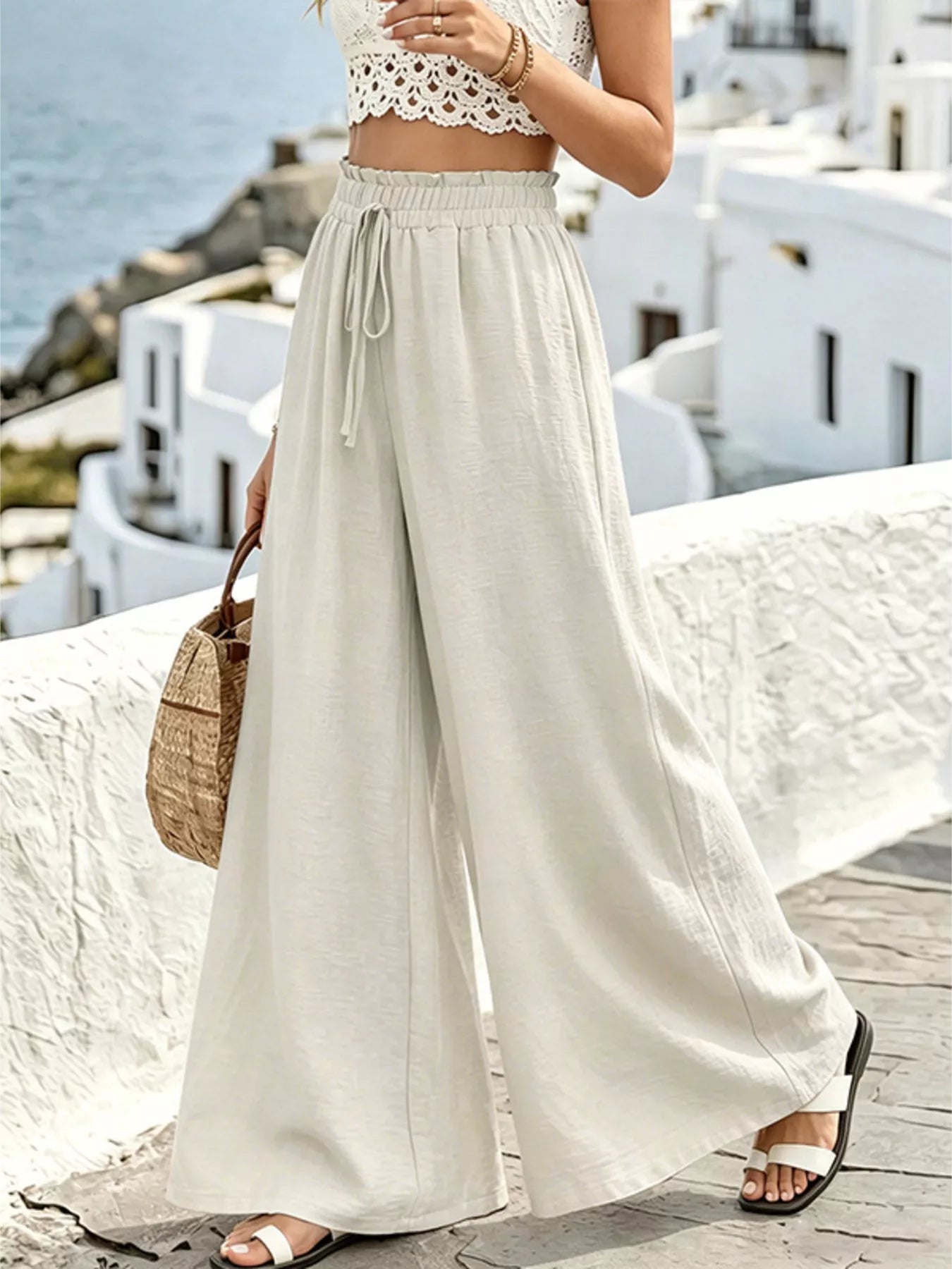 Wide Leg Drawstring Pants for Comfortable Casual Everyday Wear