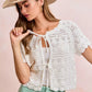 BiBi Front Bow Tie Detail Pointelle Knit Top