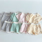 Breathable Stripes Homewear Short Sleeve Shorts Outwear Children's Clothing