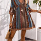Printed V-Neck A-Line Dress for Everyday Casual Wear
