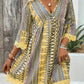 Printed V-Neck A-Line Dress for Everyday Casual Wear