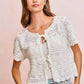 BiBi Front Bow Tie Detail Pointelle Knit Top