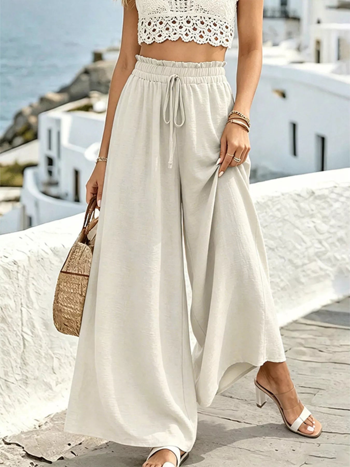 Wide Leg Drawstring Pants for Comfortable Casual Everyday Wear