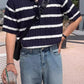 Men's Plus Size Striped Short Sleeve Polo Shirt