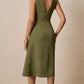 Asymmetrical Neck Ruched Midi Dress Elegant Women's Fashion