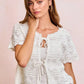 BiBi Front Bow Tie Detail Pointelle Knit Top