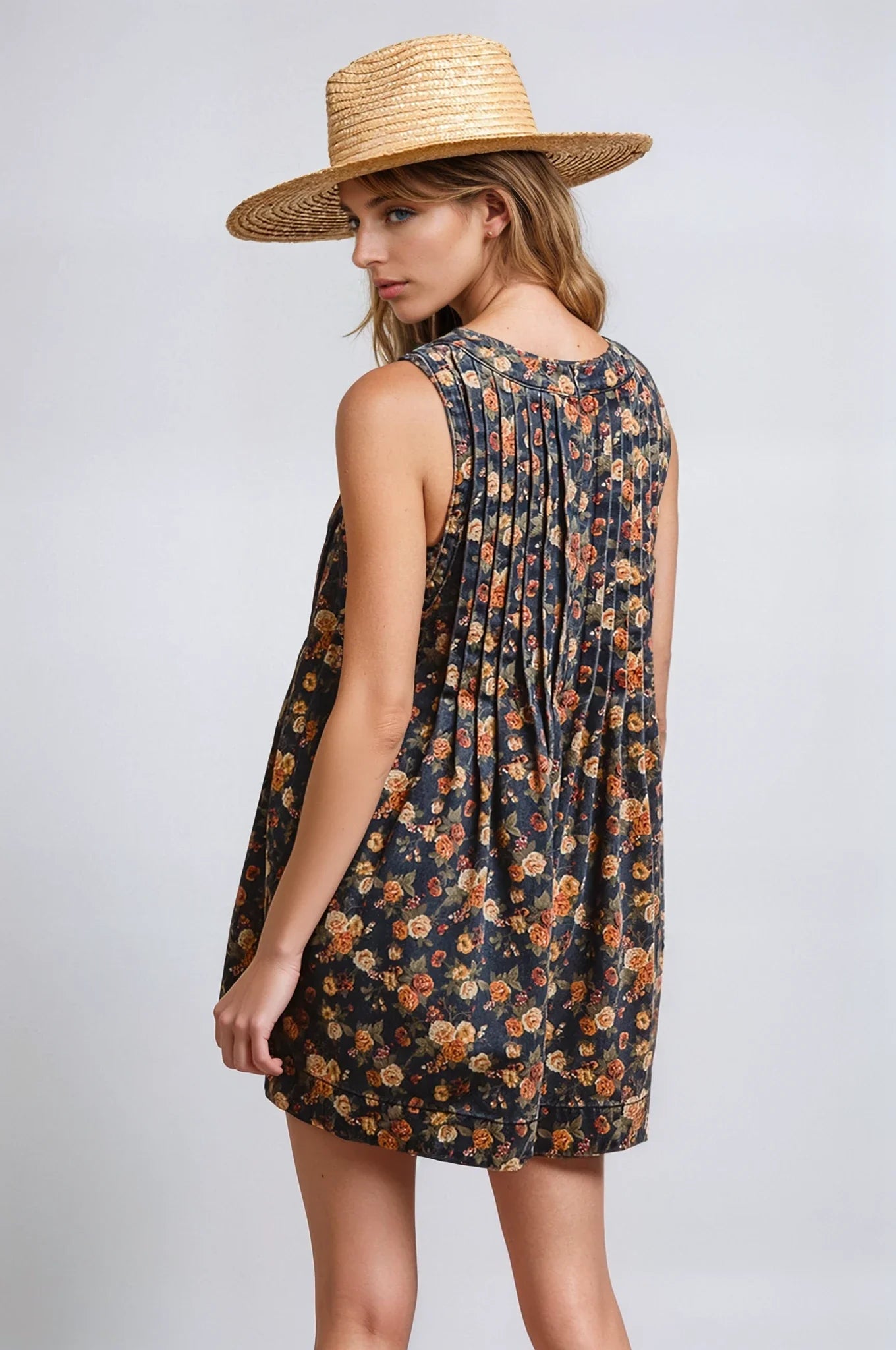 Vintage Bloom Denim Romper for Casual Everyday Style