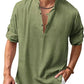 Men's Plus Size Half Button Long Sleeve Shirt