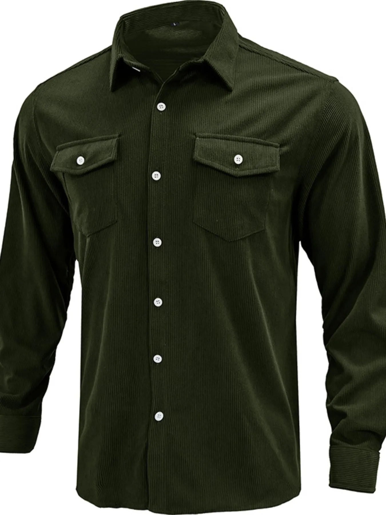 Men's Casual Corduroy Button Down Shacket Jacket