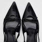 Black Patent Leather Bow Pointed Toe Thin Heel Sandals