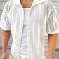 Men's Button Down Hollow Out Collared Shirt Casual