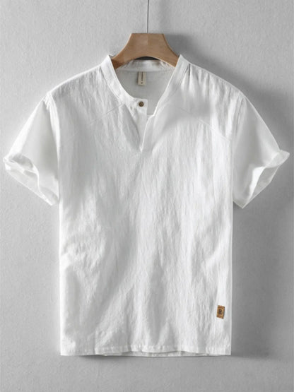 Men's Plus Size Short Sleeve Button Detail Shirt