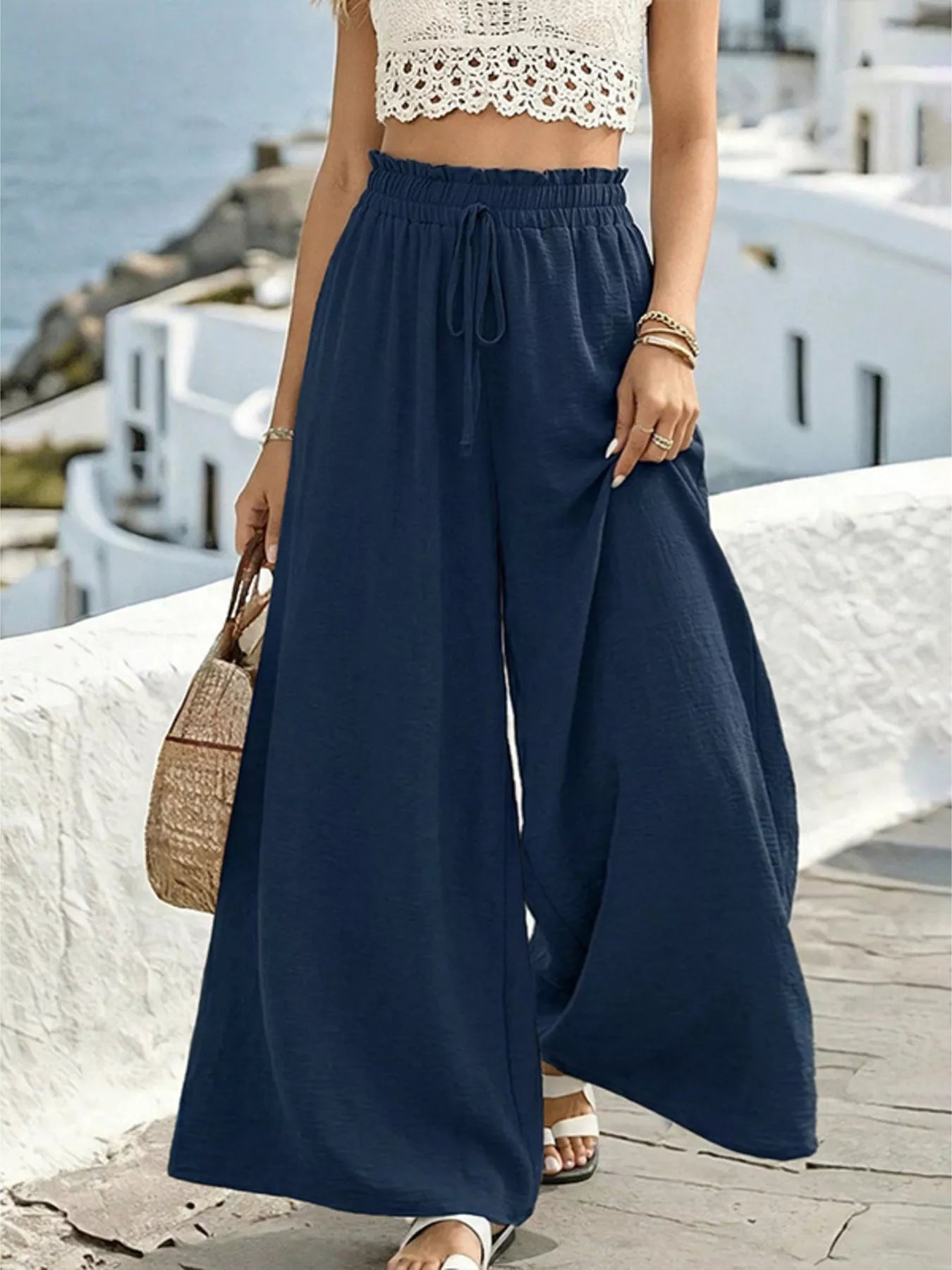 Wide Leg Drawstring Pants for Comfortable Casual Everyday Wear