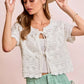 BiBi Front Bow Tie Detail Pointelle Knit Top